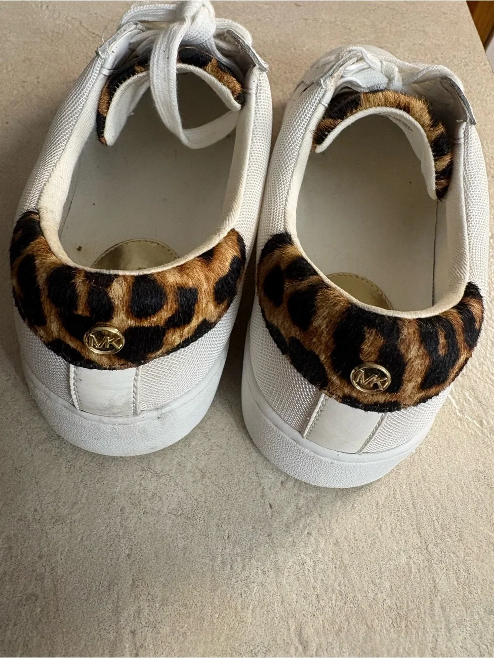 Michael Kors White Sneakers with Leopard Trim